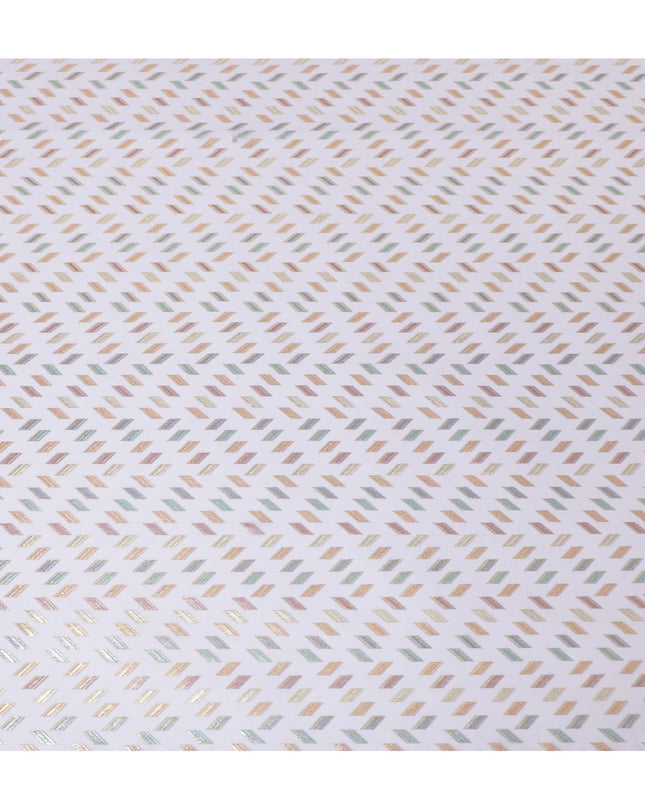 قماش شيفون حريري خالص فاخر باللون الأزرق اللافندر مع لوريكس معدني متعدد الألوان بتصميم هندسي-D13137