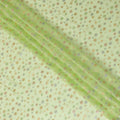 Lime green Premium pure silk chiffon fabric with multicolor metallic lurex in dot design-D15337
