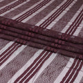 قماش تول نايلون بني شراب مع تطريز وترتر بنفس اللون بتصميم مخطط - D6669