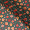 Forest green cotton voile fabric with squash orange and flax yellow print in polka dot design-D10358 Regal Fabrics