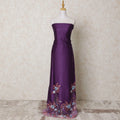 Purple blended cotton lawn fabric with multicolor embroidery having stone work in floral design-D14431
