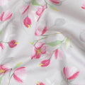 Pearl grey cotton satin fabric with multicolor print in floral design-D15277 - Regal Fabrics