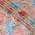 Multicolor synthetic chiffon fabric with gold metallic lurex in fancy design-D12606 Regal Fabrics