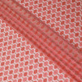 Salmon pink Premium pure French (Fransawi) silk chiffon fabric with same tone viscose having gold metallic lurex in abstract design-D12705