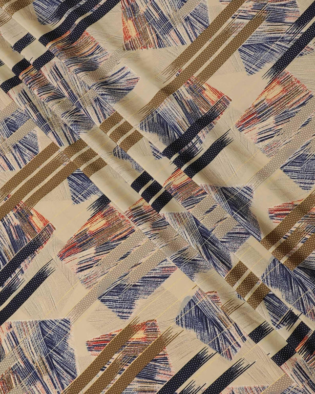 Multicolor synthetic crepe fabric in abstract design-D14181 Regal Fabrics