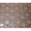 Barn red, black pure silk chiffon fabric with gold metallic lurex having black flock and glitter in floral design-D8239