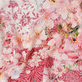 White Premium Italian silk chiffon dirac with multicolor print having same tone velvet jacquard in floral design-D8689 Regal Fabrics