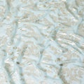 Powder blue Premium pure silk chiffon fabric with gold metallic lurex in leaf design-D15448