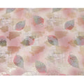 Sand brown synthetic chiffon fabric with same tone, copper and olive green print having gold metallic lurex in Leaf design-D7009 Regal Fabrics