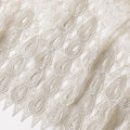 Silver nylon tulle fabric with white gold embroidery having guipure work in border design-D7718