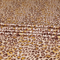 Light pink premium 100% Pure silk satin fabric with pale brown, mustard yellow and chocolate brown print in animal skin design-D9296