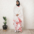 Off white Premium pure silk chiffon garbasaar with gold metallic lurex in stripe design-D11540