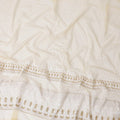 Gold nylon tulle fabric with white and gold embroidery having gold sequins in fancy design-D6906 - Regal Fabrics