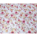 Light sky blue premium pure silk chiffon fabric with olive green and pink print having gold metallic lurex in floral design-D10581 Regal Fabrics
