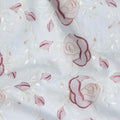 Powder blue Premium pure cotton voile fabric with dark brown and beige embroider in floral design-D15251