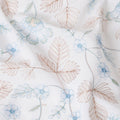 White Premium pure cotton voile fabric with brown and baby blue embroidery in floral design-D15233