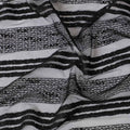 Black nylon tulle fabric with same tone embroidery and sequins in stripe design-D6666