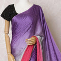 Magenta pink to purple Premium pure changent silk chiffon saree having stone work in Ombre design-D15510 Regal Fabrics