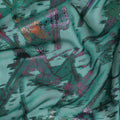 Bottle green Premium pure silk chiffon fabric with multitone metallic lurex in abstract design-D9657