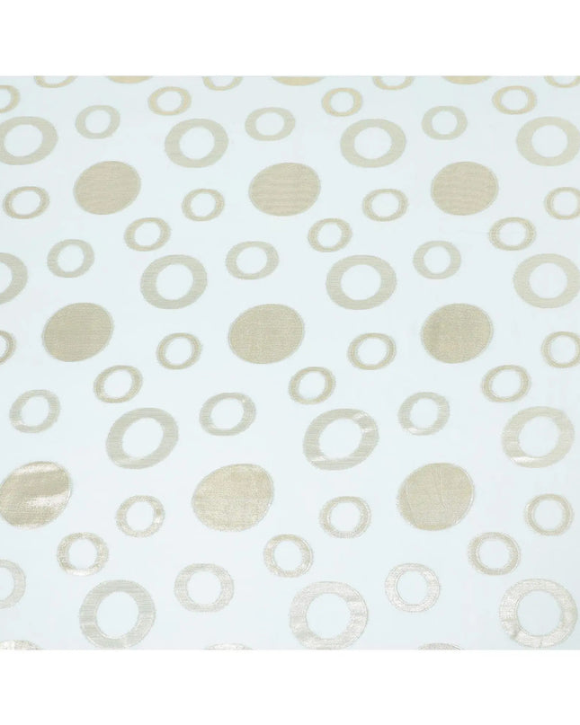 Sky blue synthetic chiffon fabric with gold metallic lurex in Abstract design-D8422 Regal Fabrics
