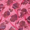 Hot pink Premium pure silk chiffon fabric with multicolor metallic lurex in floral design-D9701 Regal Fabrics