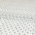 Off white cotton lawn fabric with sage green, olive green and light lavender print in floral design-D8437 Regal Fabrics