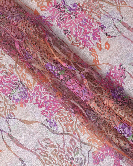 Multicolor mesh tulle fabric with flocking in fancy design-D14033 Regal Fabrics