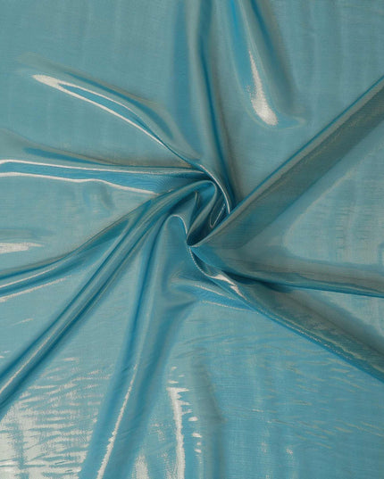 Blue pure silk chiffon with golden metallic lurex in stripe design-D9224