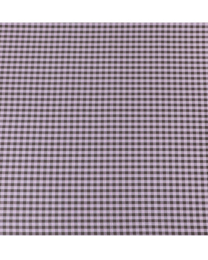 Baby pink Premium Italian 100% cotton shirting fabric with pale brown and brown print in checks design-D10822