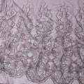 قماش تول من النايلون باللون الأرجواني البرقوقي مع ترتر متعدد الألوان وتطريز بتصميم تجريدي