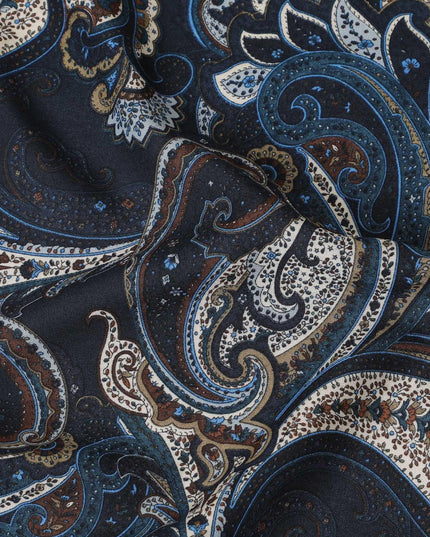 Multicolor printed Premium Italian viscose fabric in Paisley design-D12366 Regal Fabrics
