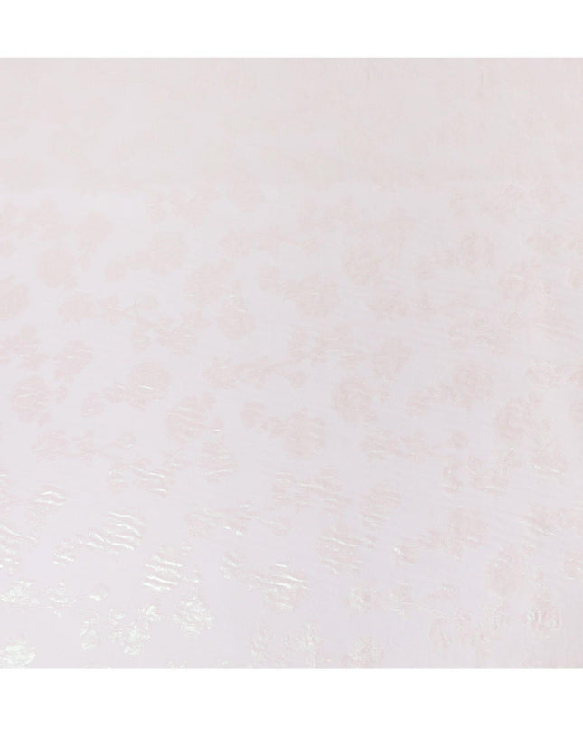 Baby pink premium pure silk chiffon fabric with neon green metallic lurex in floral design-D12415