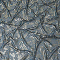 Petrol blue premium pure French (Fransawi) silk chiffon fabric with blue viscose and gold metallic lurex in floral design-D10586 Regal Fabrics