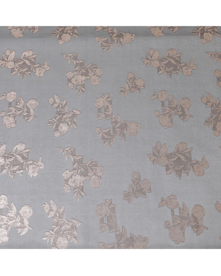 Black Premium pure French (Fransawi) silk chiffon fabric with copper metallic lurex in floral design-D9666