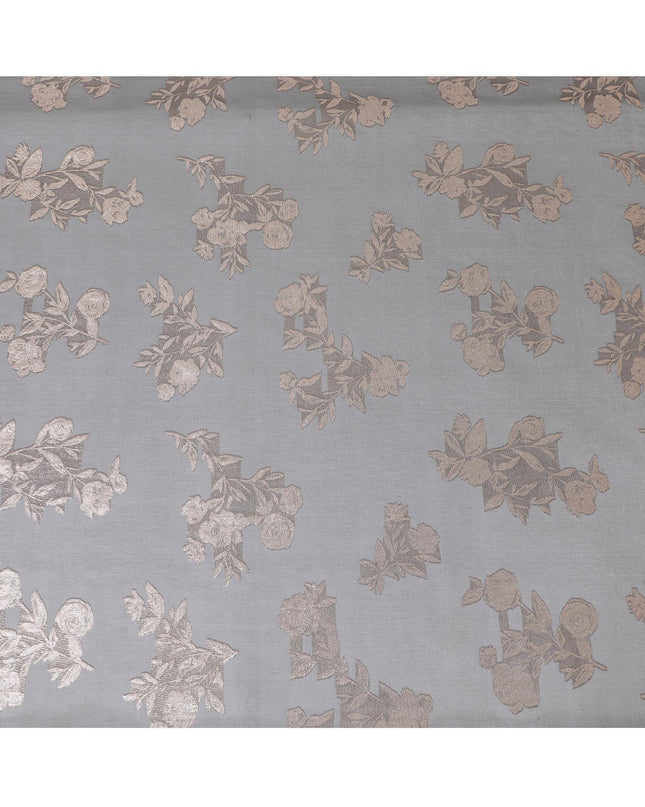 Black Premium pure French (Fransawi) silk chiffon fabric with copper metallic lurex in floral design-D9666