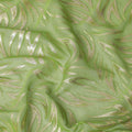 Kelly green Premium pure silk chiffon fabric with gold metallic lurex in fancy design-D13274