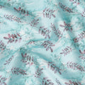 Powder blue cotton lawn fabric with same tone and brownish pink print in leaf design-D15283 - Regal Fabrics