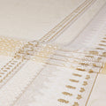 Gold nylon tulle fabric with white and gold embroidery having gold sequins in fancy design-D6906 - Regal Fabrics
