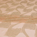 Light peach Premium pure French (Fransawi) silk chiffon fabric with gold metallic lurex in floral design-D9668