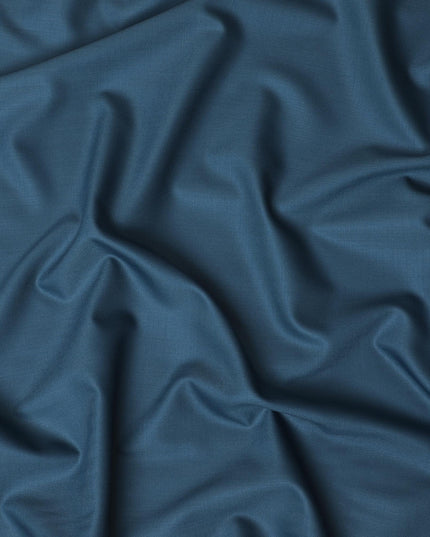 Light petrol blue plain super 140's blended wool suiting fabric-D-10928