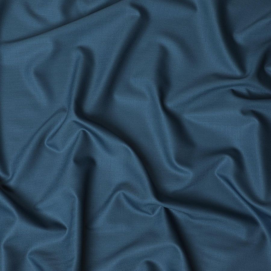 Light petrol blue plain super 140's blended wool suiting fabric-D-10928