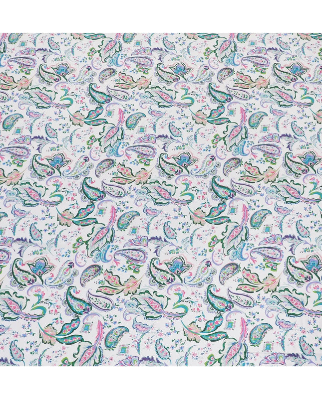 Off white synthetic crepe fabric with multicolor print in floral design-D15030 Regal Fabrics