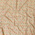 Flax yellow cotton lawn fabric with olive green, brick pink and black print in floral design-D8438 Regal Fabrics