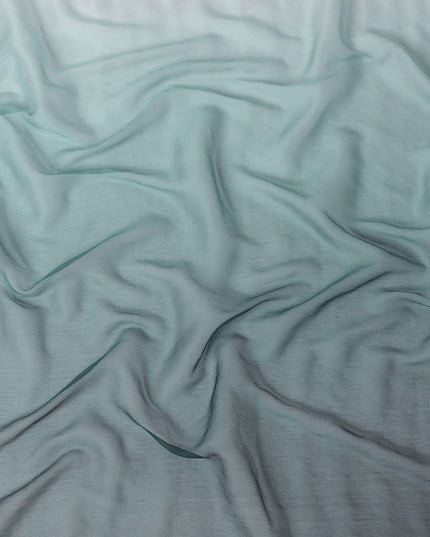 قماش من الشيفون الحريري الخالص الفاخر بتصميم متدرج اللون من اللون الأخضر إلى الزجاجة باللون الأخضر-D15487