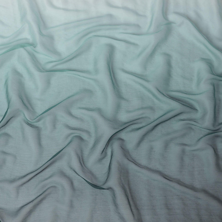 قماش من الشيفون الحريري الخالص الفاخر بتصميم متدرج اللون من اللون الأخضر إلى الزجاجة باللون الأخضر-D15487