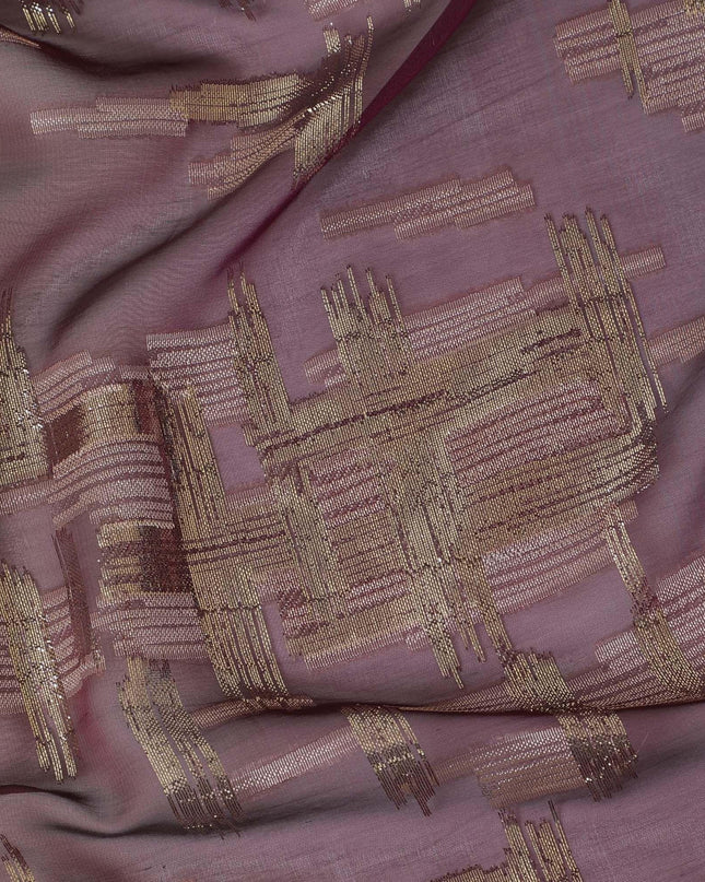 قماش شيفون حريري فرنسي (فرنساوي) فاخر متعدد الألوان مع نفس اللون من الفسكوز والوركس المعدني الذهبي بتصميم تجريدي -D14270