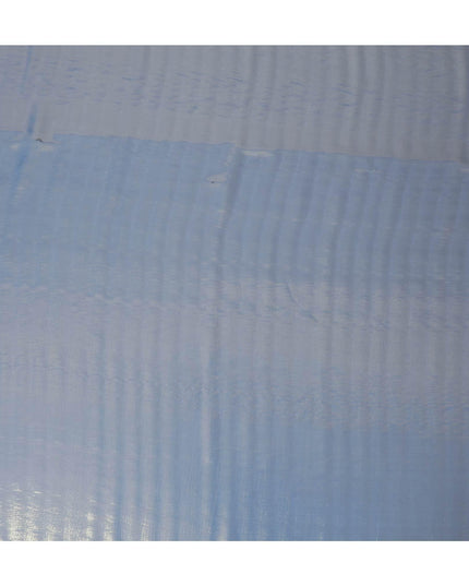 Steel blue pure silk chiffon with golden metallic lurex in stripe design-D9216