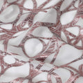 Pearl white premium pure silk chiffon fabric with rose pink metallic lurex in abstract design-D10543