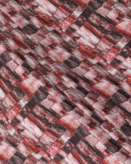 Multicolor synthetic crepe fabric having stone work in fancy design-D15303 - Regal Fabrics
