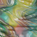 Multicolor Premium pure silk chiffon fabric with gold metallic lurex in abstract design-D14110